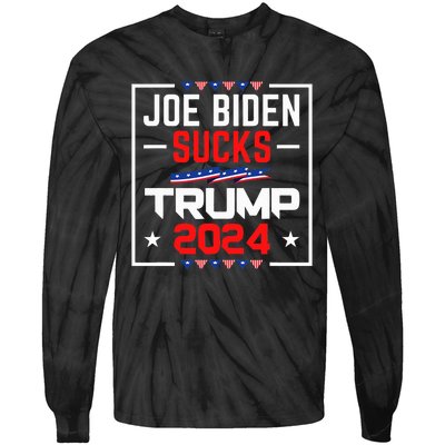 Joe Biden Sucks Trump 2024 For President Political Election Tie-Dye Long Sleeve Shirt