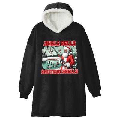 Jingle Bells Shotgun Shells Vintage Hooded Wearable Blanket