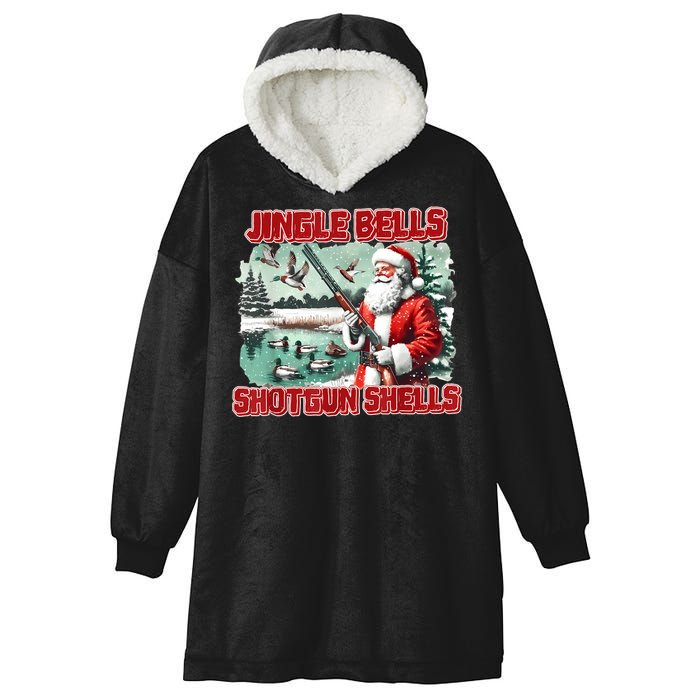 Jingle Bells Shotgun Shells Vintage Hooded Wearable Blanket