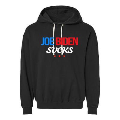 Joe Biden Sucks Funny Anti Joe Biden Garment-Dyed Fleece Hoodie