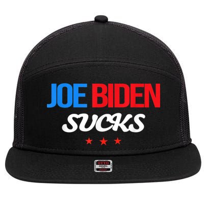 Joe Biden Sucks Funny Anti Joe Biden 7 Panel Mesh Trucker Snapback Hat