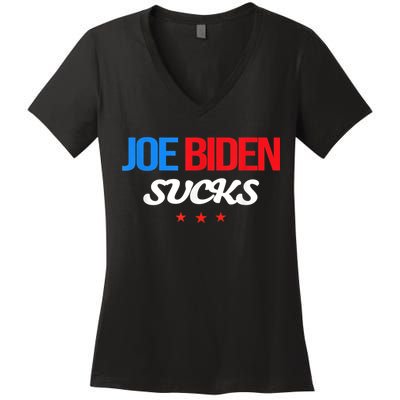 Joe Biden Sucks Funny Anti Joe Biden Women's V-Neck T-Shirt