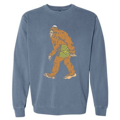 Jewish Bigfoot Sasquatch Carry Menorah Funny Hanukkah Gift  Garment-Dyed Sweatshirt