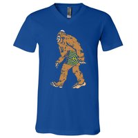 Jewish Bigfoot Sasquatch Carry Menorah Funny Hanukkah Gift  V-Neck T-Shirt