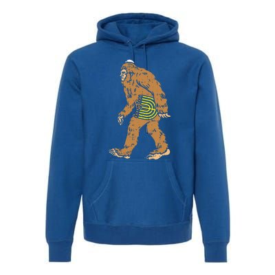 Jewish Bigfoot Sasquatch Carry Menorah Funny Hanukkah Gift  Premium Hoodie