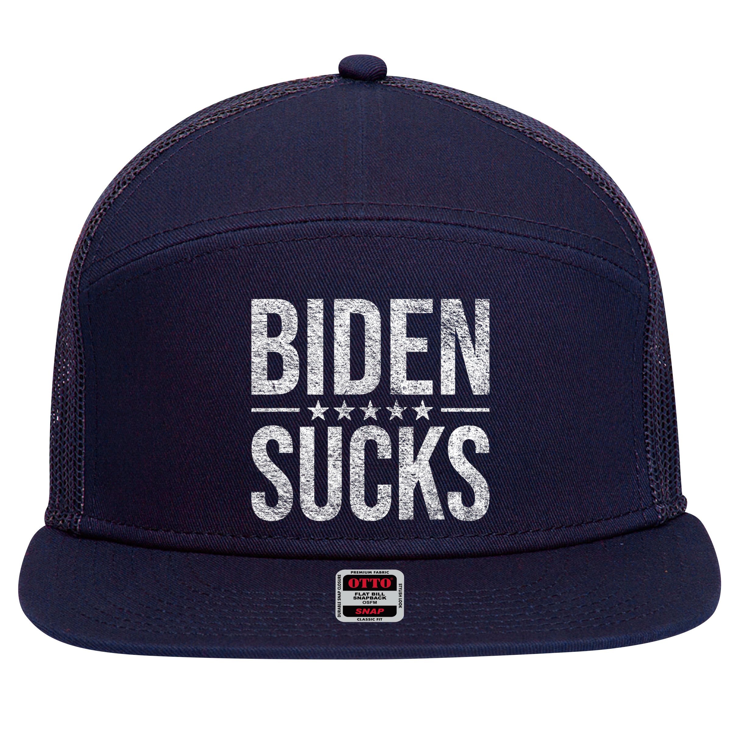 JOE BIDEN SUCKS ANTI BIDEN Biden Suck 7 Panel Mesh Trucker Snapback Hat