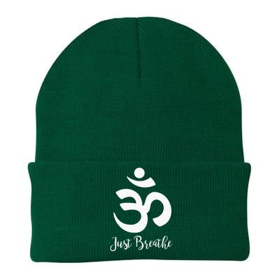 Just Breathe Spiritual Yoga Symbol Namaste Knit Cap Winter Beanie