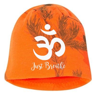 Just Breathe Spiritual Yoga Symbol Namaste Kati - Camo Knit Beanie