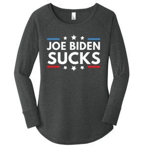 Joe Biden Sucks Funny Antibiden Election Political Women's Perfect Tri Tunic Long Sleeve Shirt