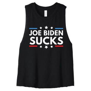 Joe Biden Sucks Funny Antibiden Election Political Women's Racerback Cropped Tank