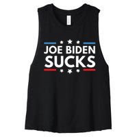 Joe Biden Sucks Funny Antibiden Election Political Women's Racerback Cropped Tank