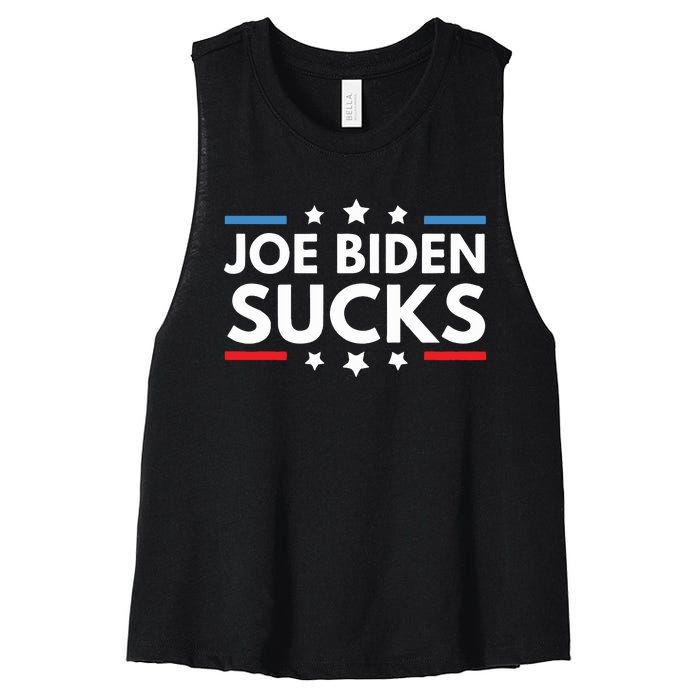 Joe Biden Sucks Funny Antibiden Election Political Women's Racerback Cropped Tank