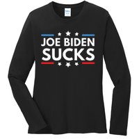 Joe Biden Sucks Funny Antibiden Election Political Ladies Long Sleeve Shirt