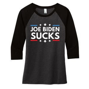 Joe Biden Sucks Funny Antibiden Election Political Women's Tri-Blend 3/4-Sleeve Raglan Shirt