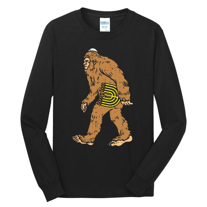 Jewish Bigfoot Sasquatch Carry Menorah Funny Hanukkah Gift  Tall Long Sleeve T-Shirt