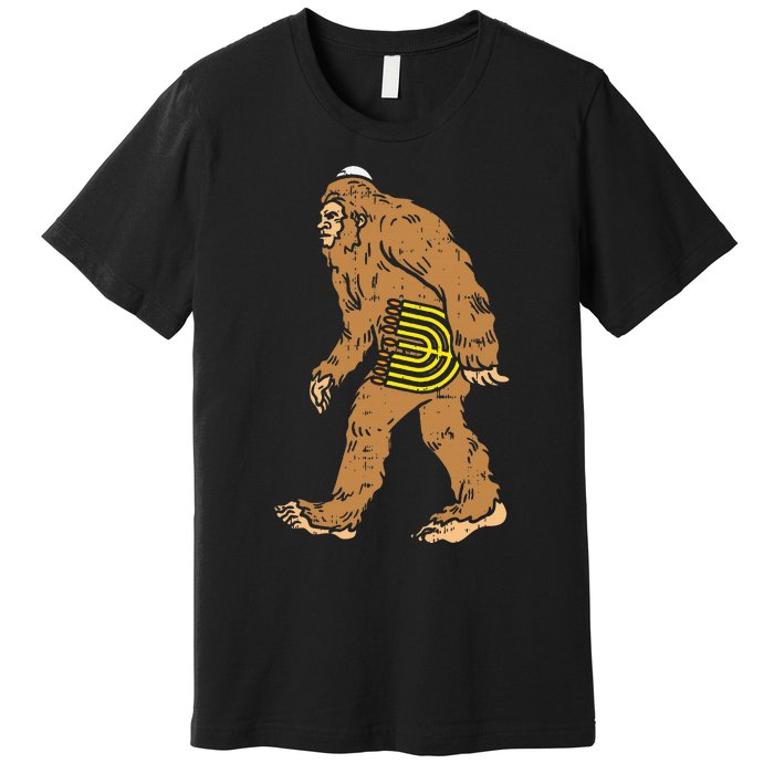 Jewish Bigfoot Sasquatch Carry Menorah Funny Hanukkah Gift  Premium T-Shirt