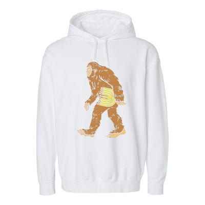 Jewish Bigfoot Sasquatch Carry Menorah Funny Hanukkah Gift  Garment-Dyed Fleece Hoodie