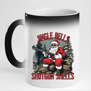 Jingle Bells Shotgun Shells Funny Santa Bruh Gun 11oz Black Color Changing Mug