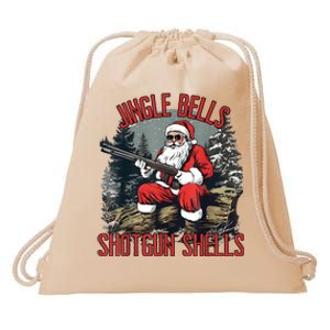 Jingle Bells Shotgun Shells Funny Santa Bruh Gun Drawstring Bag