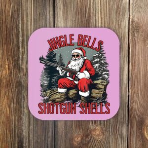 Jingle Bells Shotgun Shells Funny Santa Bruh Gun Coaster