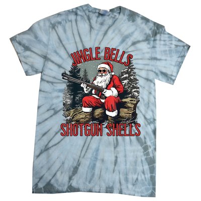 Jingle Bells Shotgun Shells Funny Santa Bruh Gun Tie-Dye T-Shirt