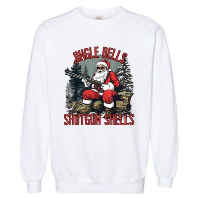 Jingle Bells Shotgun Shells Funny Santa Bruh Gun Garment-Dyed Sweatshirt