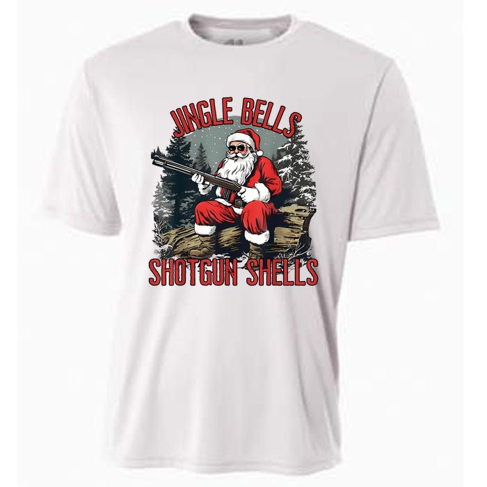 Jingle Bells Shotgun Shells Funny Santa Bruh Gun Cooling Performance Crew T-Shirt