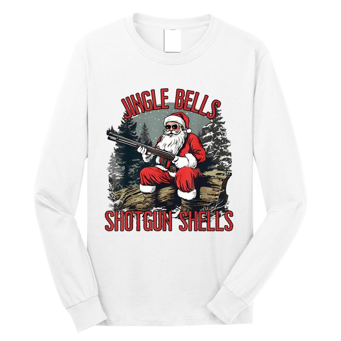 Jingle Bells Shotgun Shells Funny Santa Bruh Gun Long Sleeve Shirt