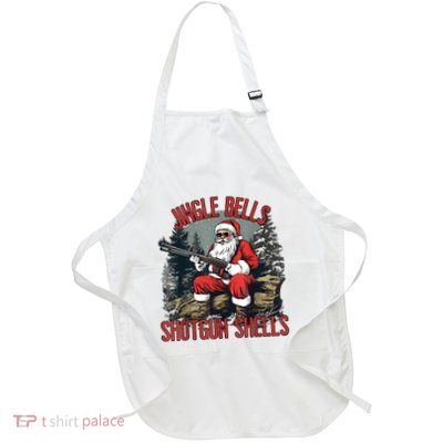 Jingle Bells Shotgun Shells Funny Santa Bruh Gun Full-Length Apron With Pockets