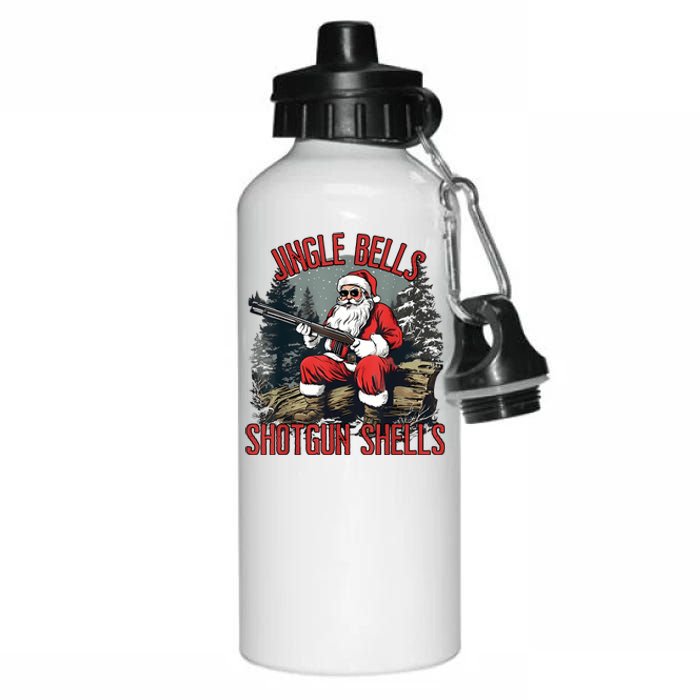 Jingle Bells Shotgun Shells Funny Santa Bruh Gun Aluminum Water Bottle