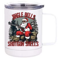 Jingle Bells Shotgun Shells Funny Santa Bruh Gun 12 oz Stainless Steel Tumbler Cup