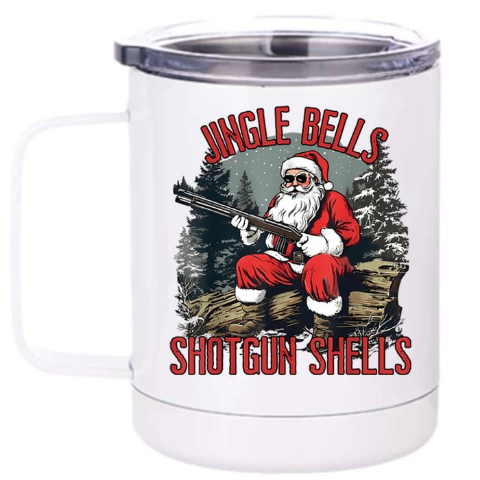 Jingle Bells Shotgun Shells Funny Santa Bruh Gun 12 oz Stainless Steel Tumbler Cup