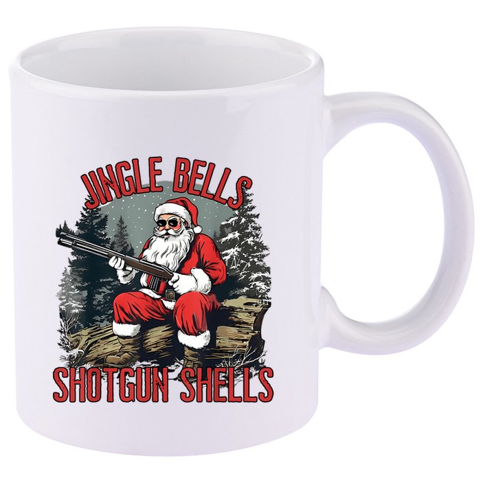 Jingle Bells Shotgun Shells Funny Santa Bruh Gun 11oz C Handle Ceramic Mug