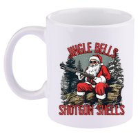 Jingle Bells Shotgun Shells Funny Santa Bruh Gun 11oz C Handle Ceramic Mug