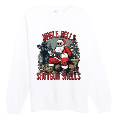 Jingle Bells Shotgun Shells Funny Santa Bruh Gun Premium Crewneck Sweatshirt