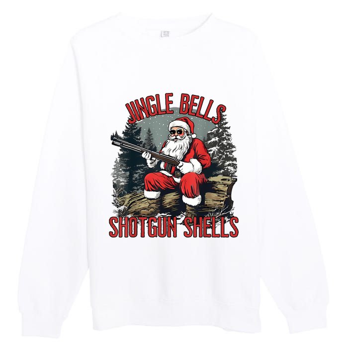 Jingle Bells Shotgun Shells Funny Santa Bruh Gun Premium Crewneck Sweatshirt