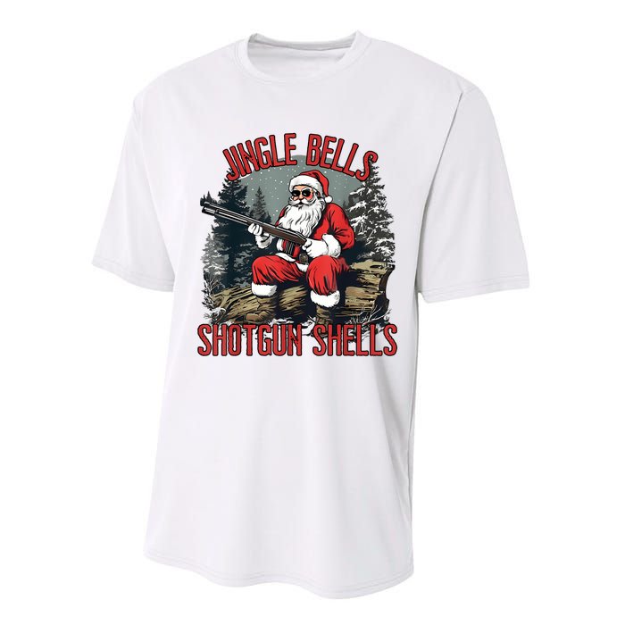 Jingle Bells Shotgun Shells Funny Santa Bruh Gun Performance Sprint T-Shirt