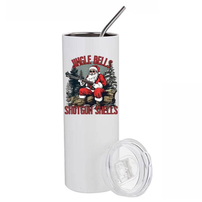 Jingle Bells Shotgun Shells Funny Santa Bruh Gun Stainless Steel Tumbler