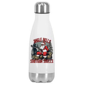 Jingle Bells Shotgun Shells Funny Santa Bruh Gun Stainless Steel Insulated Water Bottle