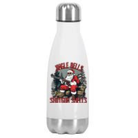 Jingle Bells Shotgun Shells Funny Santa Bruh Gun Stainless Steel Insulated Water Bottle