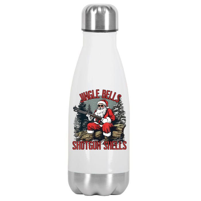 Jingle Bells Shotgun Shells Funny Santa Bruh Gun Stainless Steel Insulated Water Bottle