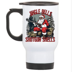 Jingle Bells Shotgun Shells Funny Santa Bruh Gun Stainless Steel Travel Mug