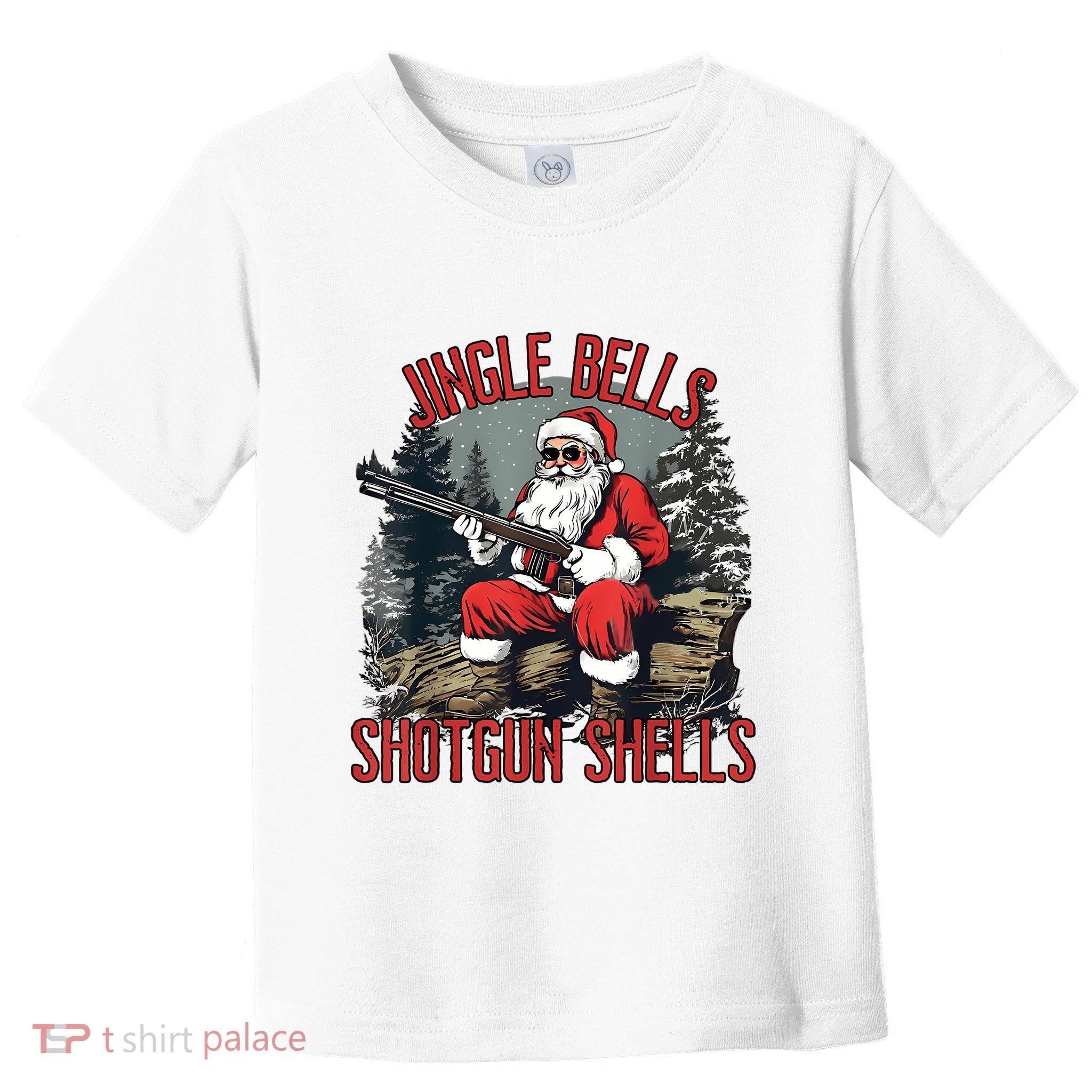 Jingle Bells Shotgun Shells Funny Santa Bruh Gun Toddler T-Shirt