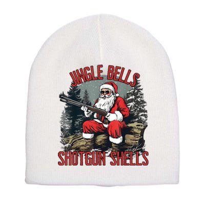 Jingle Bells Shotgun Shells Funny Santa Bruh Gun Short Acrylic Beanie