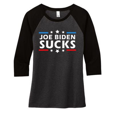 Joe Biden Sucks Funny Antibiden Election Women's Tri-Blend 3/4-Sleeve Raglan Shirt