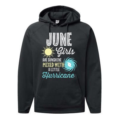 June Birthday Sunshine Mixed With Hurricane Funny Performance Fleece Hoodie