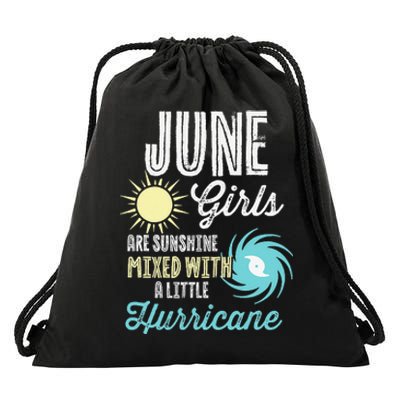 June Birthday Sunshine Mixed With Hurricane Funny Drawstring Bag