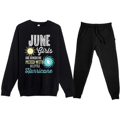 June Birthday Sunshine Mixed With Hurricane Funny Premium Crewneck Sweatsuit Set