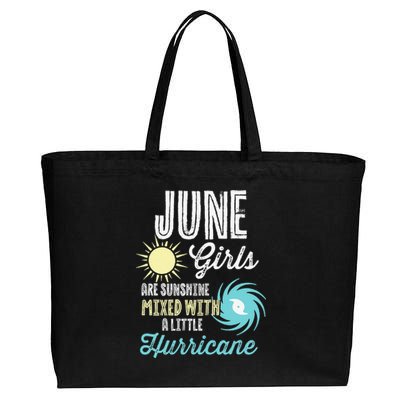 June Birthday Sunshine Mixed With Hurricane Funny Cotton Canvas Jumbo Tote