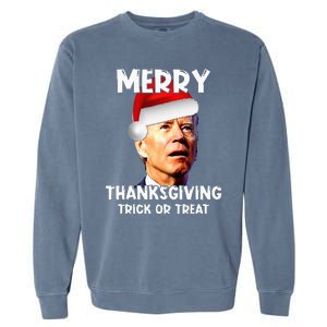 Joe Biden Santa Hat Merry Thanksgiving Christmas Garment-Dyed Sweatshirt